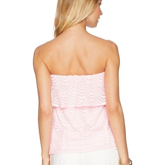 Lilly Pulitzer Wiley Tube Top in Coral Reef Tint Pink, Size Small | Lace Summer - Picture 9 of 11
